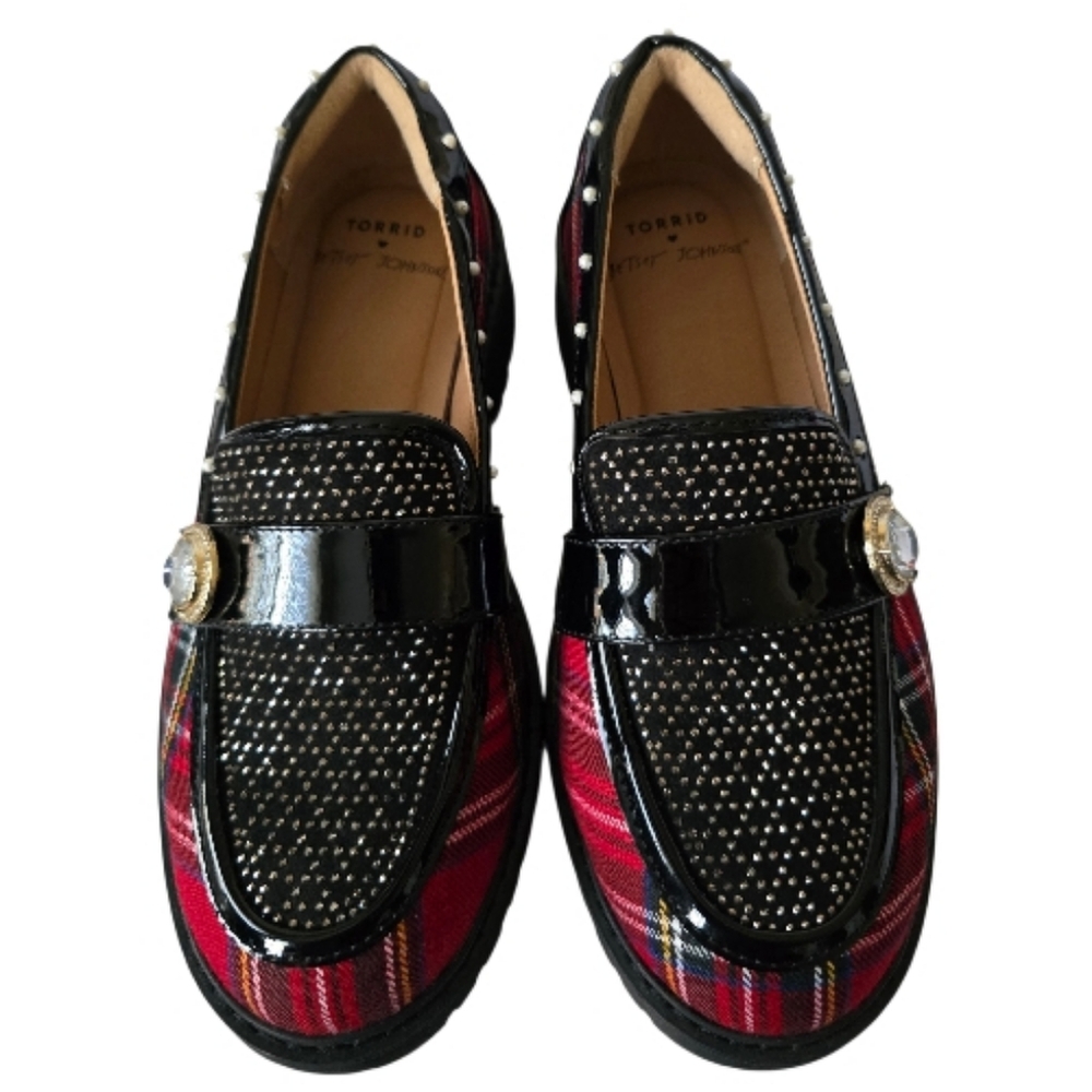 Torrid Betsey Johnson Wide Width Red Plaid Loafers